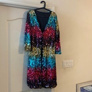 Multi Color Long Sequin Duster/ Cardigan/ Cover Up